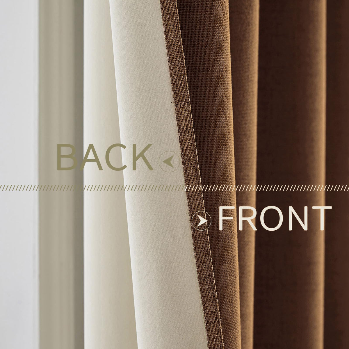 100% Blackout Linen Curtains for Bedroom 42x84 Inches Brown (Brown / 42"W x 84"L (Pack of 2))