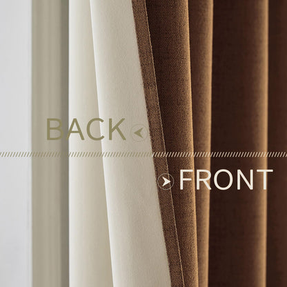 100% Blackout Linen Curtains for Bedroom 42x84 Inches Brown (Brown / 42"W x 84"L (Pack of 2))