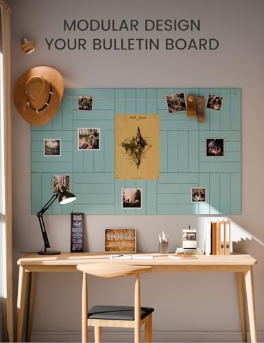 Felt Bulletin Board & Cork Board Alternative (Aqua Blue-1 / Bold-stripe 6-pack)