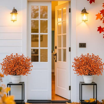 10Pcs Fake Fall Babys Breath Artificial Flowers Decorations for Home (Orange)