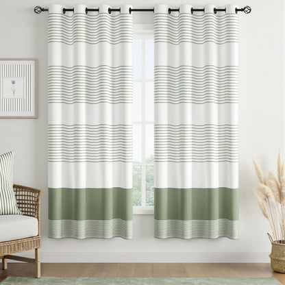 Sage Green Curtains Boho Blackout 72 Inch Length 2 Panels Set (Green / 52"W x 72"L (Pack of 2))