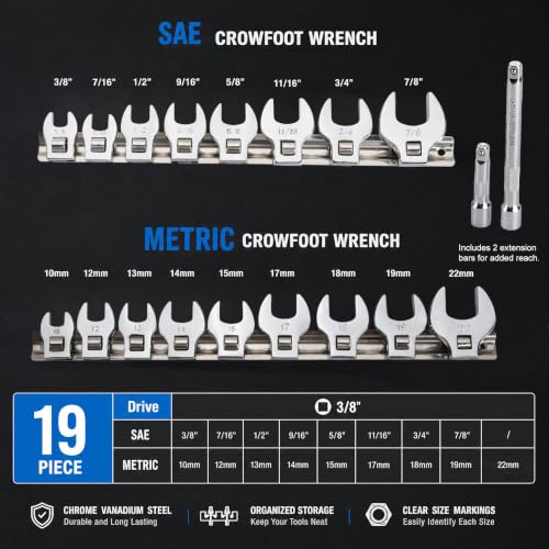 Drive Crowfoot Wrench Set