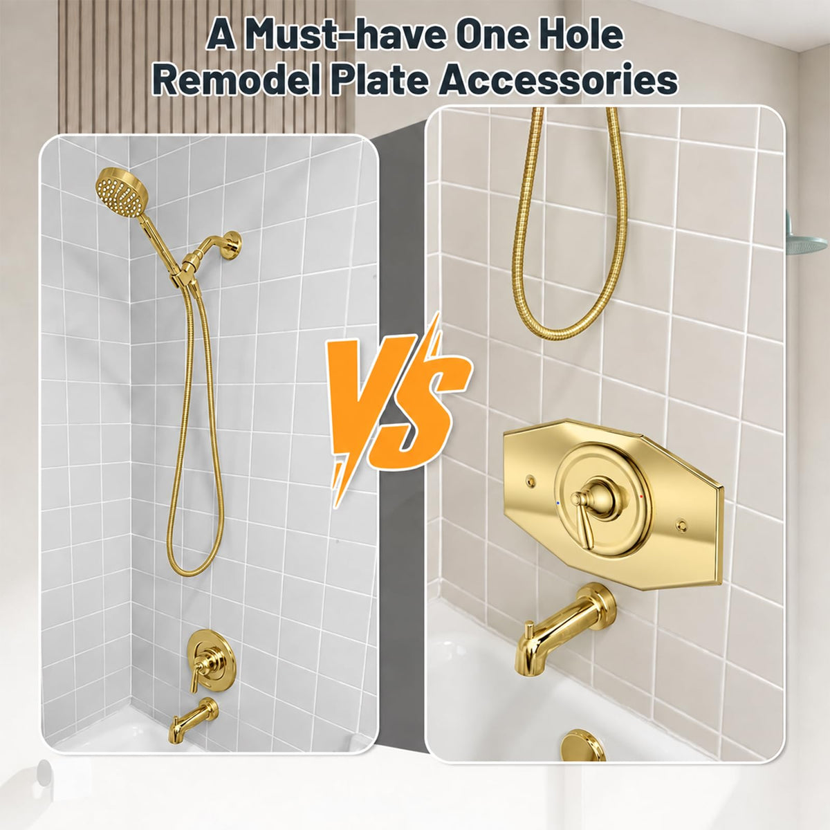 One-Hole-Remodel-Cover-Plate for 2 Handle or 3 Handle Shower Polished Brass (Brass)