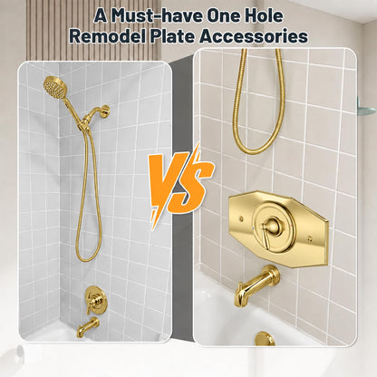One-Hole-Remodel-Cover-Plate for 2 Handle or 3 Handle Shower Polished Brass (Brass)