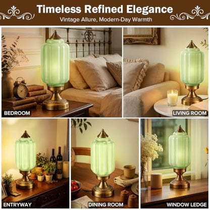 Vintage Brass Table Lamp with Glass Shade