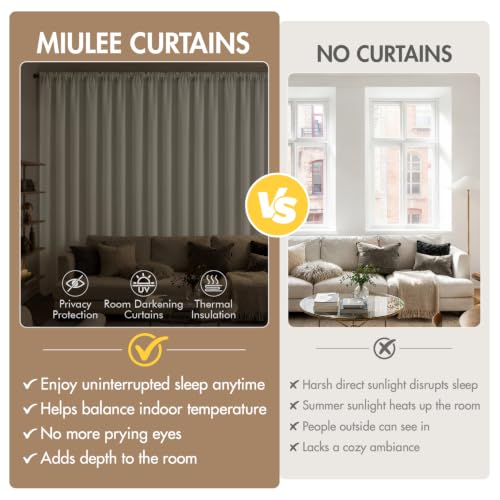 4 Panels Rod Pocket Blackout Window Curtains for Bedroom