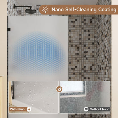 Shower Glass Panel 34" W x 72" H (Matte Black - Frosted / 34"W x 72"H - 10mm)