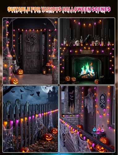 26Ft Halloween String Lights Outdoor (Orange/Purple)