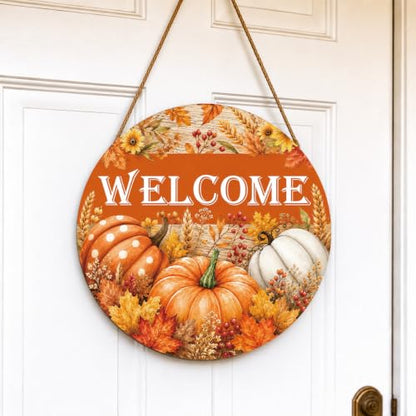 Fall Door Decor Wooden Welcome Sign