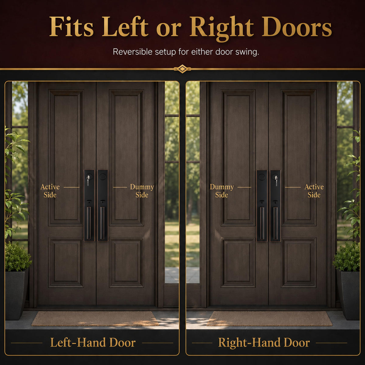 Aged Bronze Front Door Handle Set with Deadbolt (Aged Bronze)