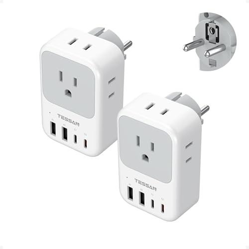2 Pack 8 in 1 Travel Plug Adapter Type C