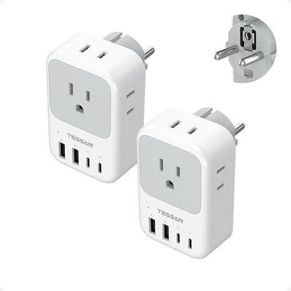 2 Pack 8 in 1 Travel Plug Adapter Type C