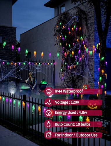 8.5Ft Outdoor Halloween Skeleton String Light (Skeleton)