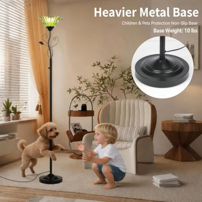 Floor Lamp for Living Room Vintage Uplighter with Rotary Dimmer Switch
