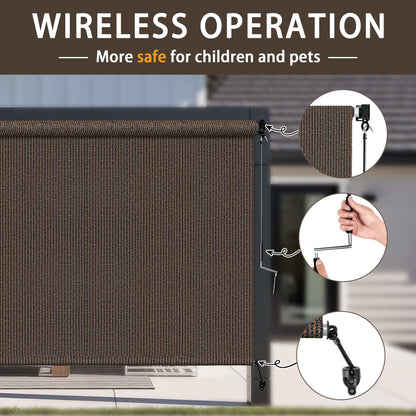 Outdoor Roller Shades for Patio (Mocha / 48"W x 96"H)