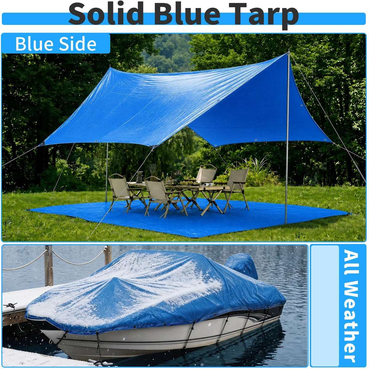 10x39 FT Tarps (Blue / 10' X 39' Customized Size)
