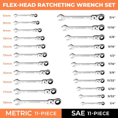 Flex Head Ratcheting Wrench Set