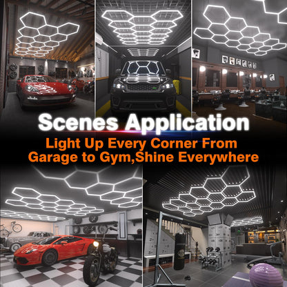 Dimmable Hexagon Garage Lights (17 HEX+NoBorder)