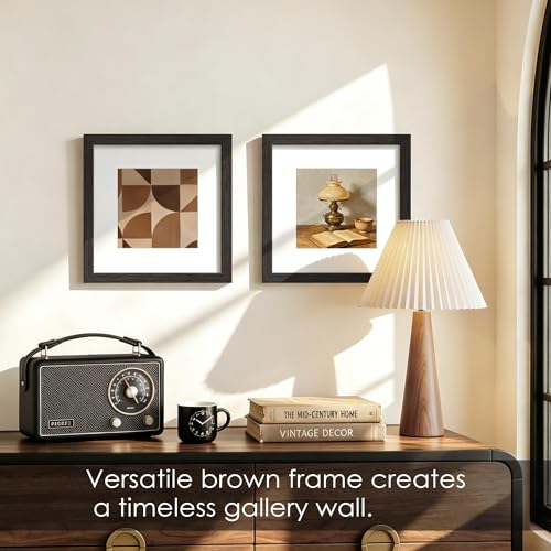8x8 Solid Wood Frame Set of 2 (Walnut Wood Grain / 8x8)