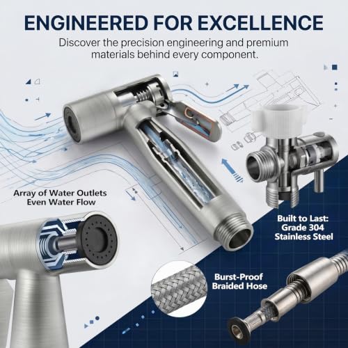 Handheld Bidet Sprayer for Toilet (Brushed Nickel)