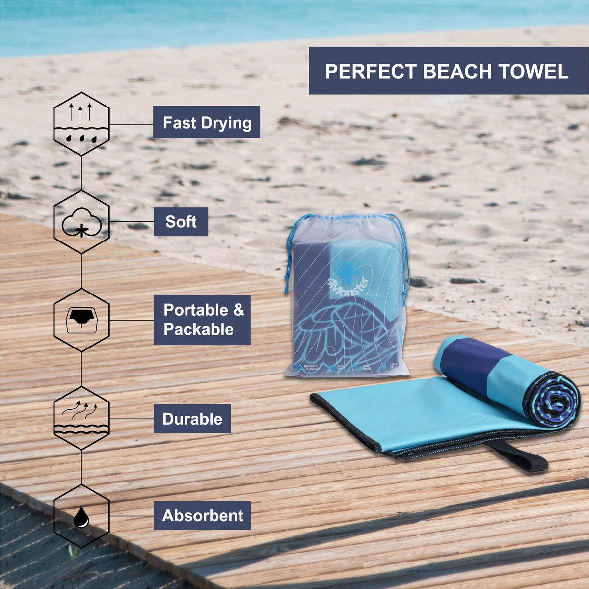 Microfiber Beach Towel Quick Dry (01sea turtle / 78.00" x 35.00")