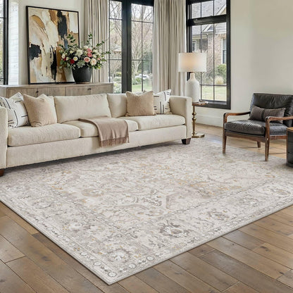 Area Rugs 6x9 Washable Rug Beige Grey (Beige Grey / 6' x 9' (Rectangular))