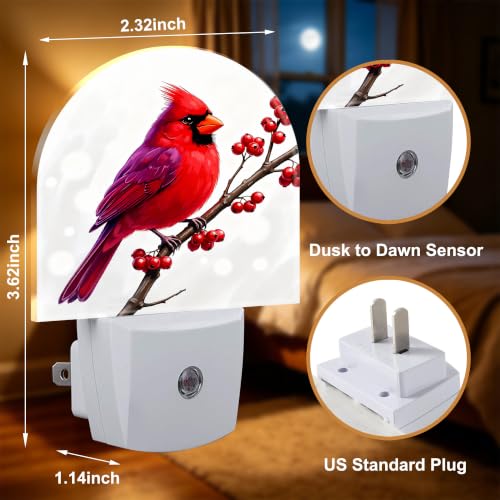 Night Light Cardinal Night Lights Plug into Wall with Dusk to Dawn Smart Sensor for Bedroom Bathroom Hallway Kitchen (Cardinal 02)