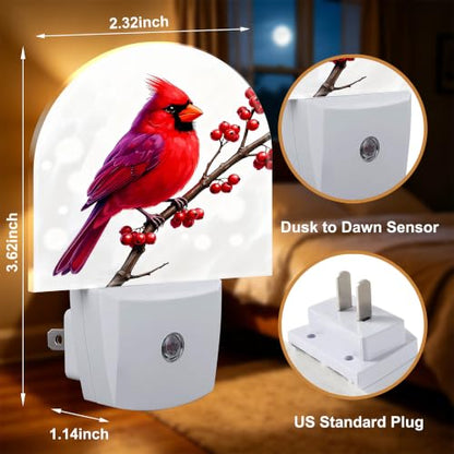 Night Light Cardinal Night Lights Plug into Wall with Dusk to Dawn Smart Sensor for Bedroom Bathroom Hallway Kitchen (Cardinal 02)