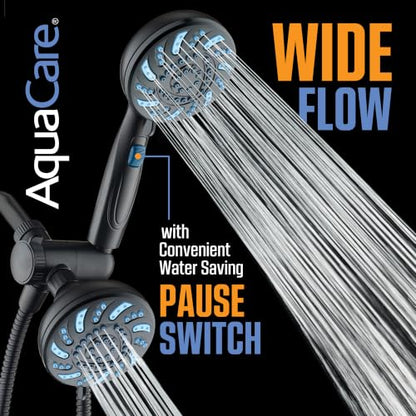Seen-On-TV High Pressure 8-mode Handheld Shower Head - 2-mode Power Wash to Clean Tub, Tile & Pets, Stay-Clean Nozzles, Extra Long 6 ft. Stainless Steel Hose, Wall & Overhead Brackets, Modern