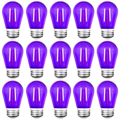 S14 LED Shatterproof 2 Watt String Light Bulbs Plastic Waterproof E26 Base Filament Edison Outdoor Replacement Christmas Light Bulbs