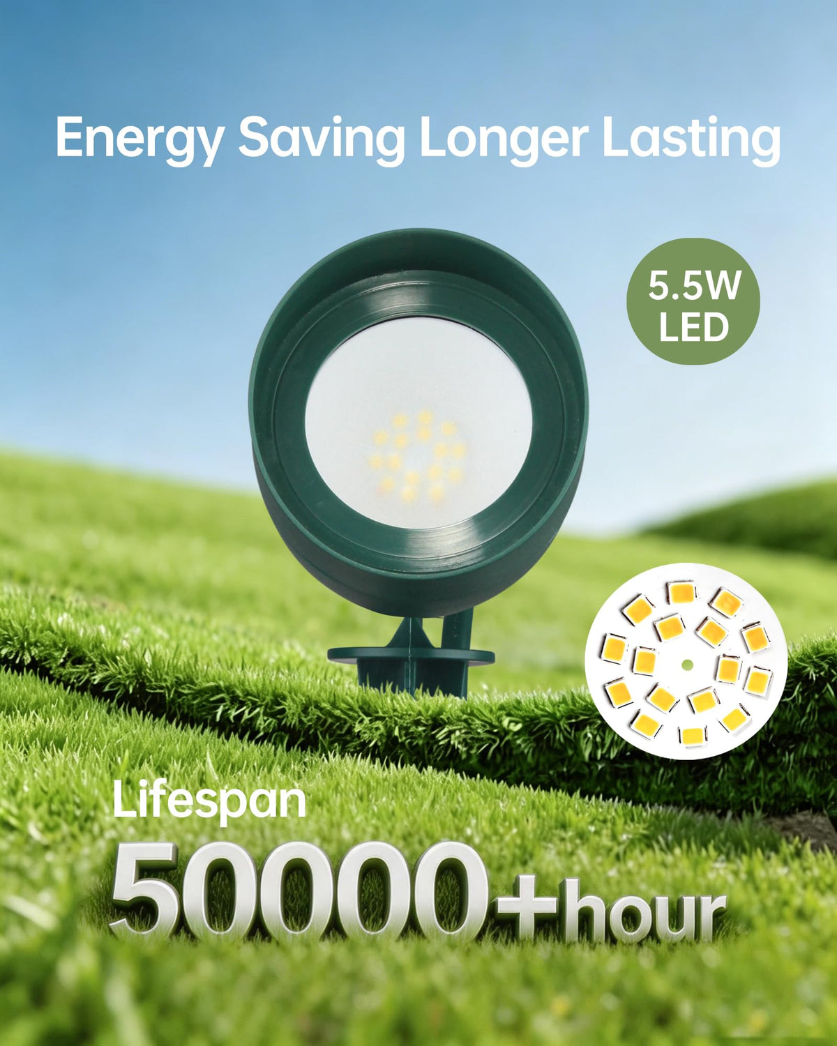 2Pack LED Landscape Spotlight (Green-Warm White)