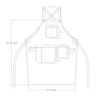 Denim Apron with Pockets and Adjustable Cross Straps for Hair Stylist Salon Nail Tech Barber Women Jean Aprons (Pink)
