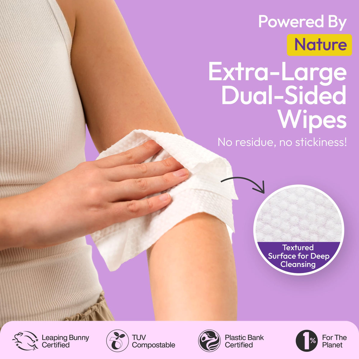 Travel Deodorant Wipes for Women & Men (Calm - Lavender Chamomile - 50 Count)