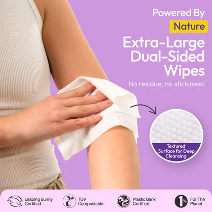 Travel Deodorant Wipes for Women & Men (Calm - Lavender Chamomile - 50 Count)