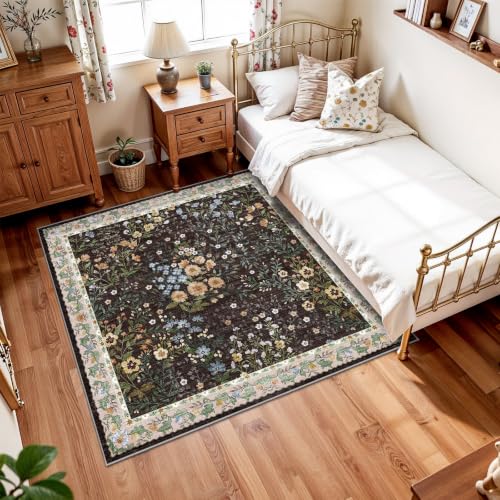 5x5 Living Room Area Rug Washable (Brown / 5x5)