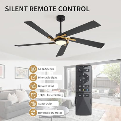 64 Inch Ceiling Fan with Light and Remote