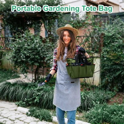 Portable Gardening Tool Tote Bag Organizer with 16 Pockets