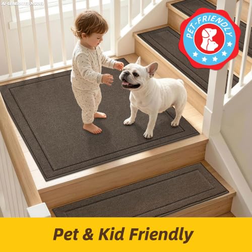 Non Slip Stair Landing Rug Mat (2'6" x 2'6" (Rectangular) / Light Brown)