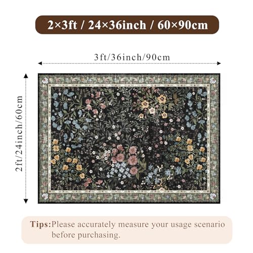 Washable Entryway Area Rug 2x3 (Black / 2x3)
