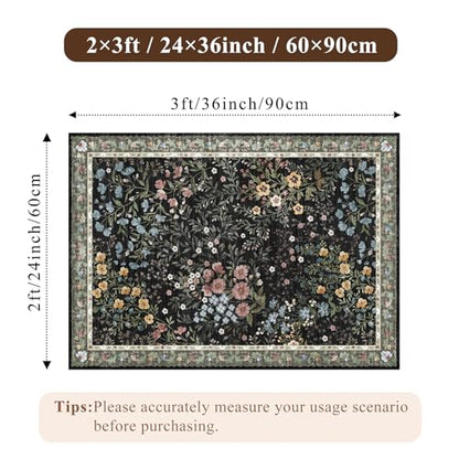 Washable Entryway Area Rug 2x3 (Black / 2x3)