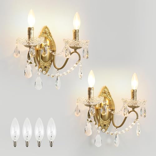 Gold Sconces Wall Decor Set of 2