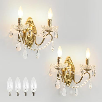 Gold Sconces Wall Decor Set of 2