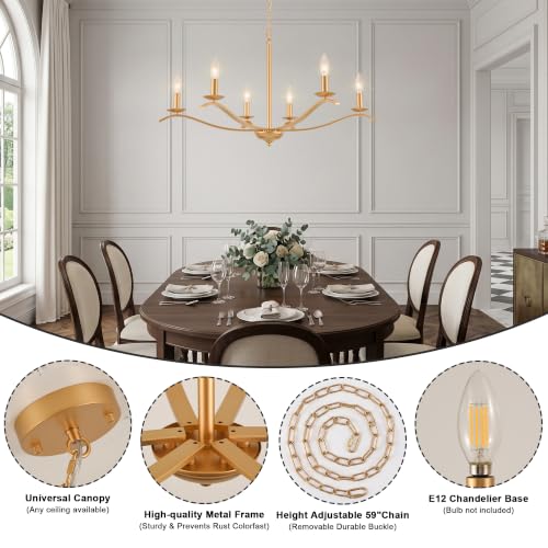 30" Gold Chandelier for Dining Room 6 (6 Light-GOLD)
