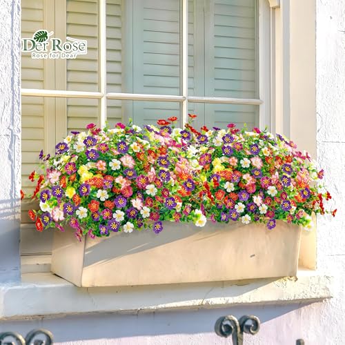 24 Bundles Fake Flowers Artificial Dasiy Faux Flowers Bulk for Outdoor Spring Garden Porch Farmhouse Decor