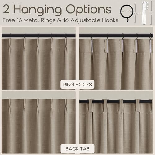 Short Pinch Pleated Linen Country Light Filtering Curtains 40x24 2 Panels (Burlywood Birch / 40"W x 24"L (Pack of 2))