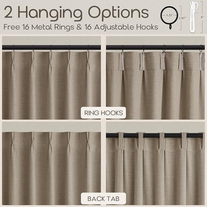 Short Pinch Pleated Linen Country Light Filtering Curtains 40x24 2 Panels (Burlywood Birch / 40"W x 24"L (Pack of 2))