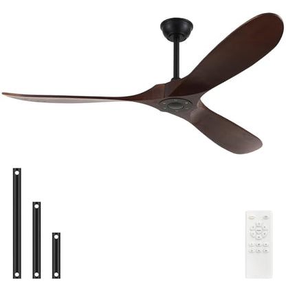 52 60'' Solid Wood Blades Ceiling Fan without Light