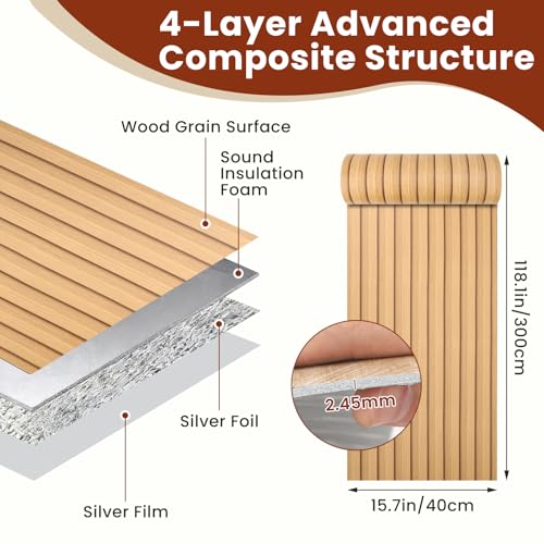 Thick Peel and Stick Slat Wall Panel Self