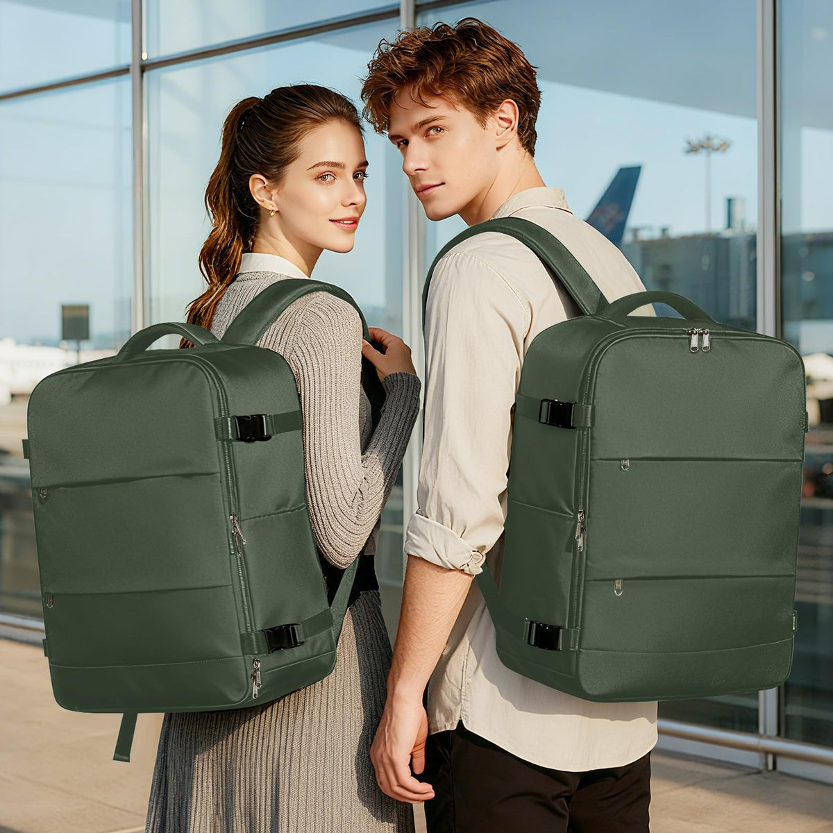 Vacuum Backpack Travel with Pump (A1-olive Green / 33 liters)