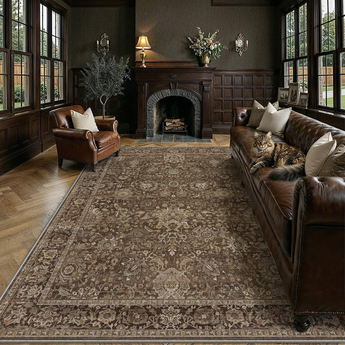 Area Rugs 10x12 Beige Vintage Rug for Living Room (Retro | Brown / 10' x 12' (Rectangular))